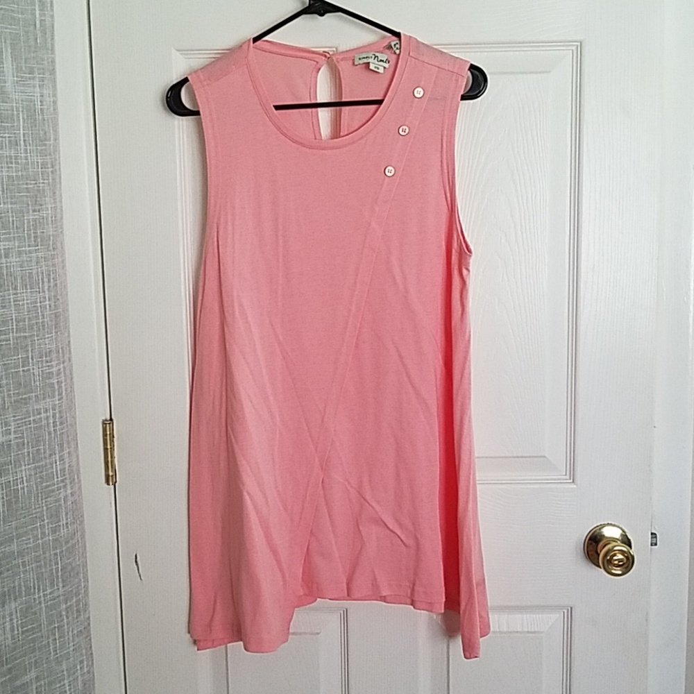 Pink Sleeveless Noelle Top With Button Detail